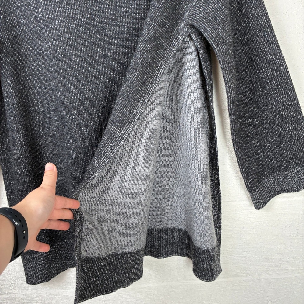 Eileen Fisher Womens Italian Cashmere Turtleneck Sweater Side Slit Size S Grey - Picture 4 of 10